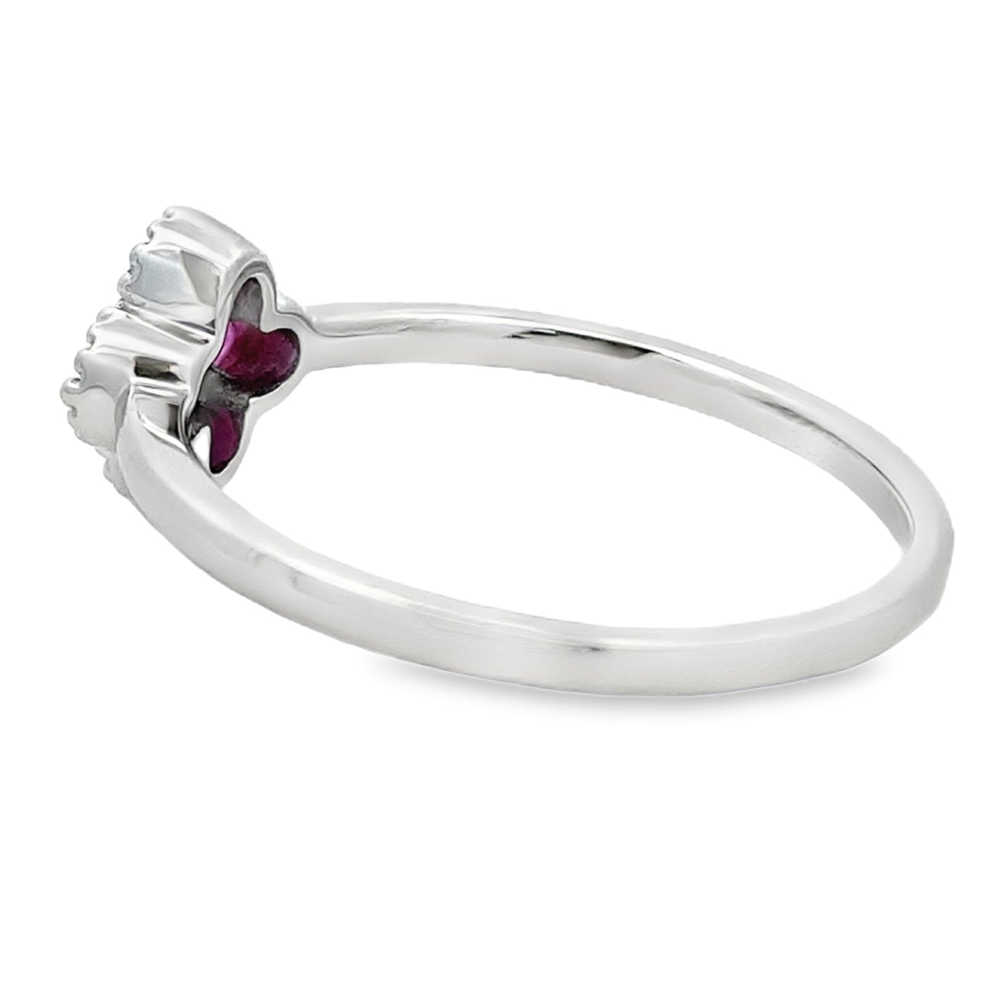 Anillo de Diamante de Rubí Natural de .20ct en Oro Blanco de 10KT