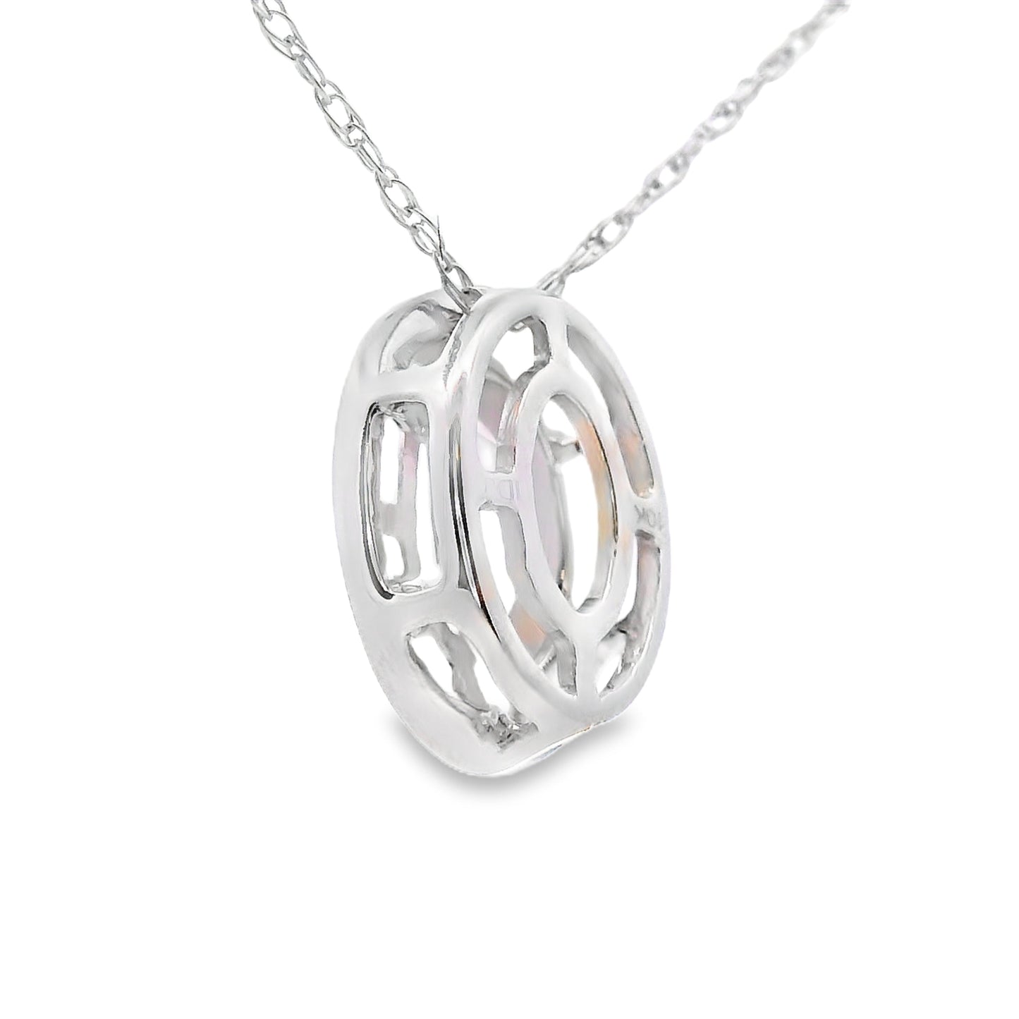 Pendentif en diamant en quartz rose en or blanc 10KT