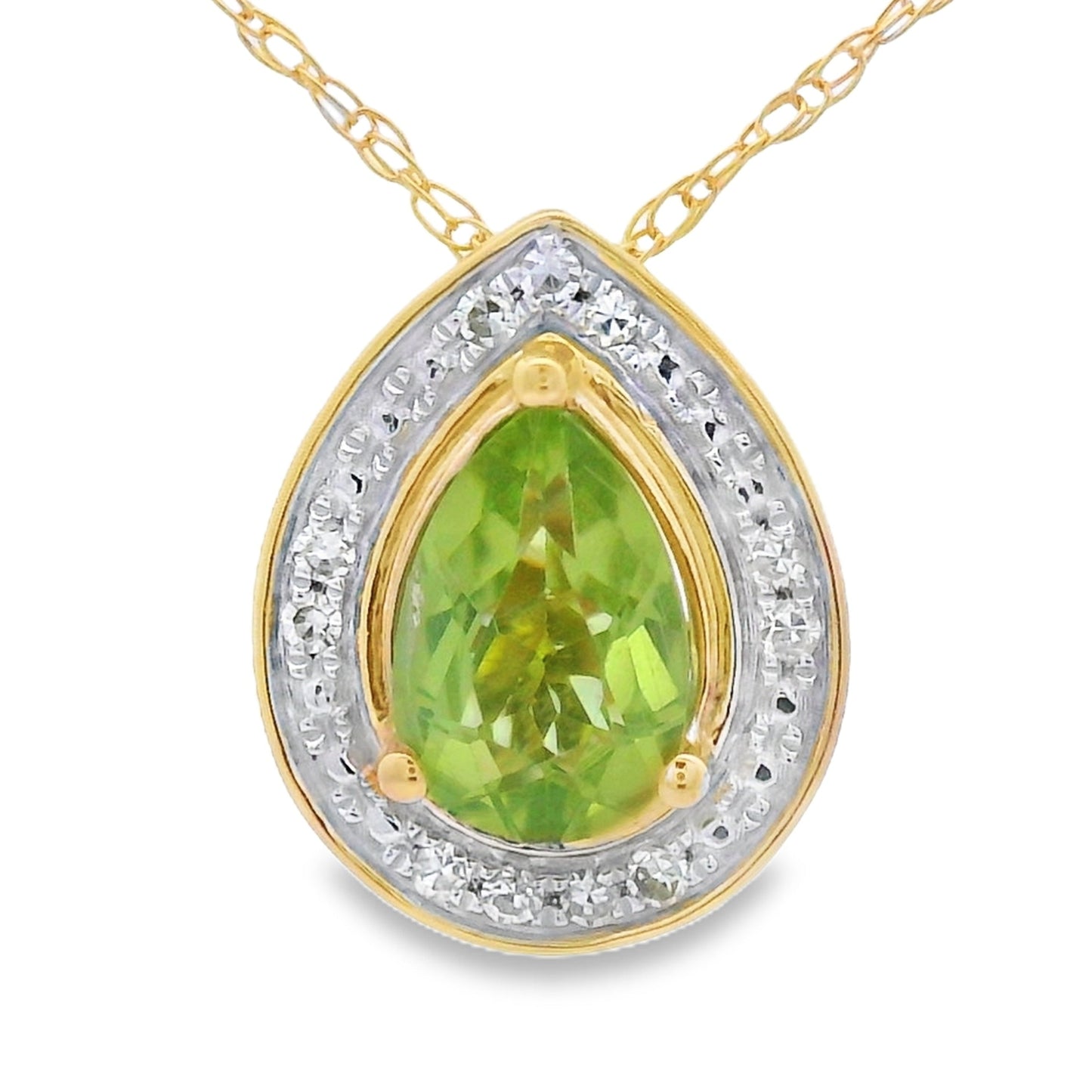 .47ct Pendentif en Péridot et Diamant en Or Jaune 10KT