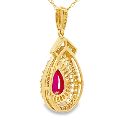 Pendentif en rubis et diamants de 1,25 ct en or jaune 14KT