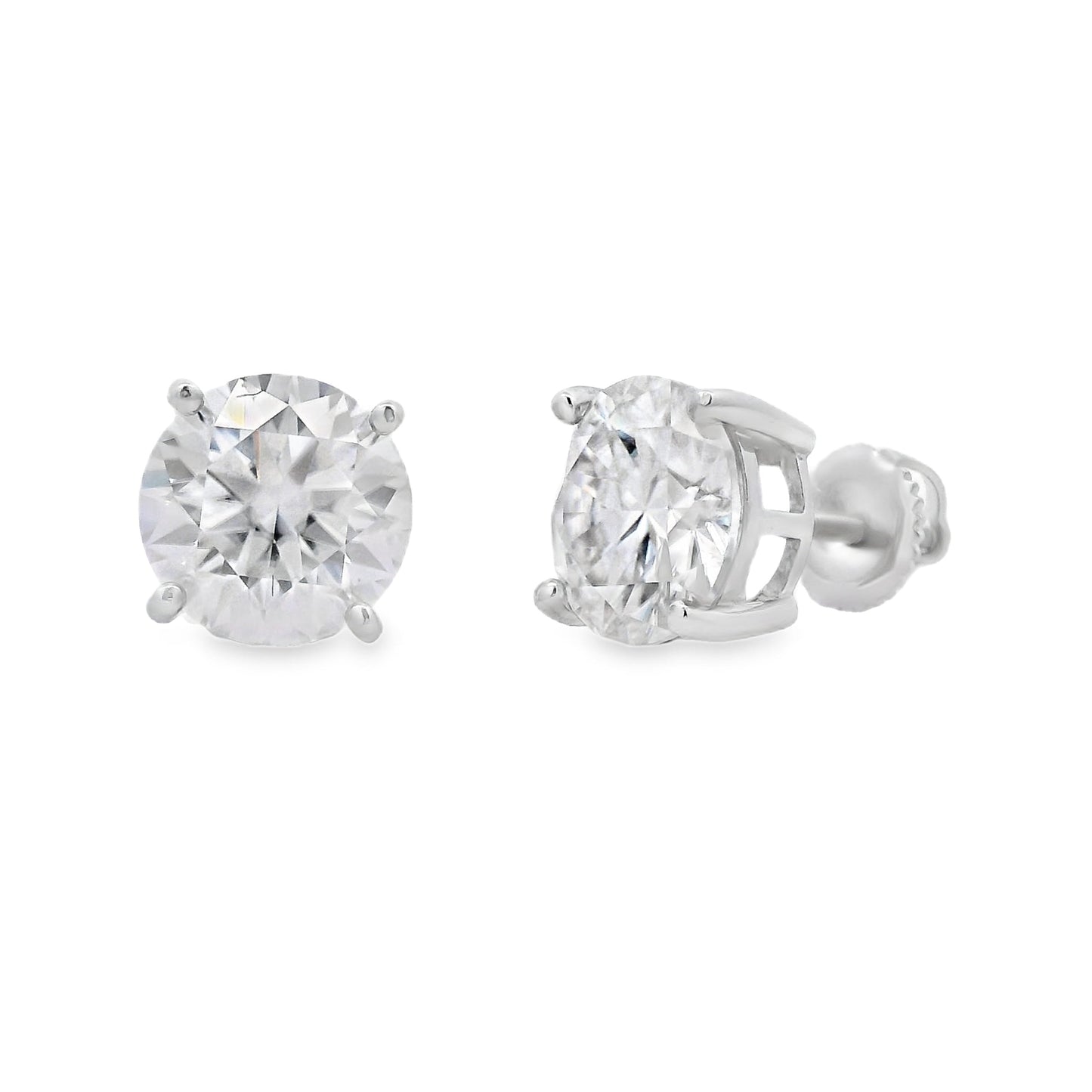 Natural 6.00ct Moissanite Stud Earrings in Sterling Silver