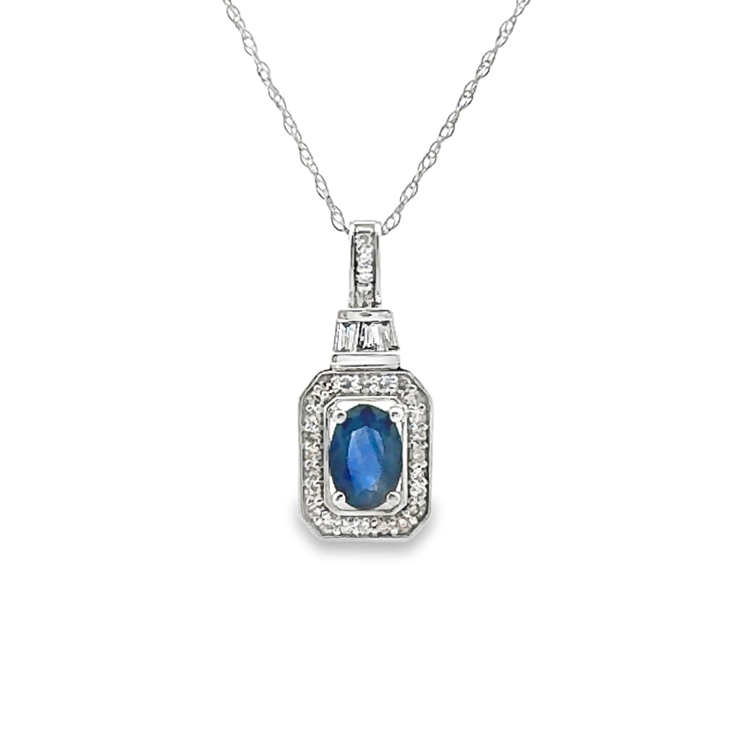 .72ct Pendentif en Saphir et Diamant en Or Blanc 14KT
