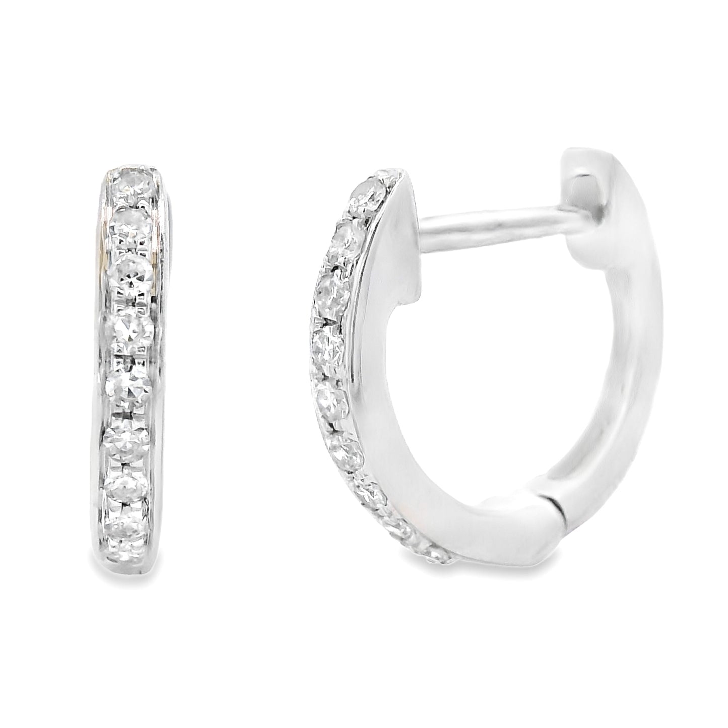 Boucles d'oreilles créoles en diamant naturel en or blanc 10KT