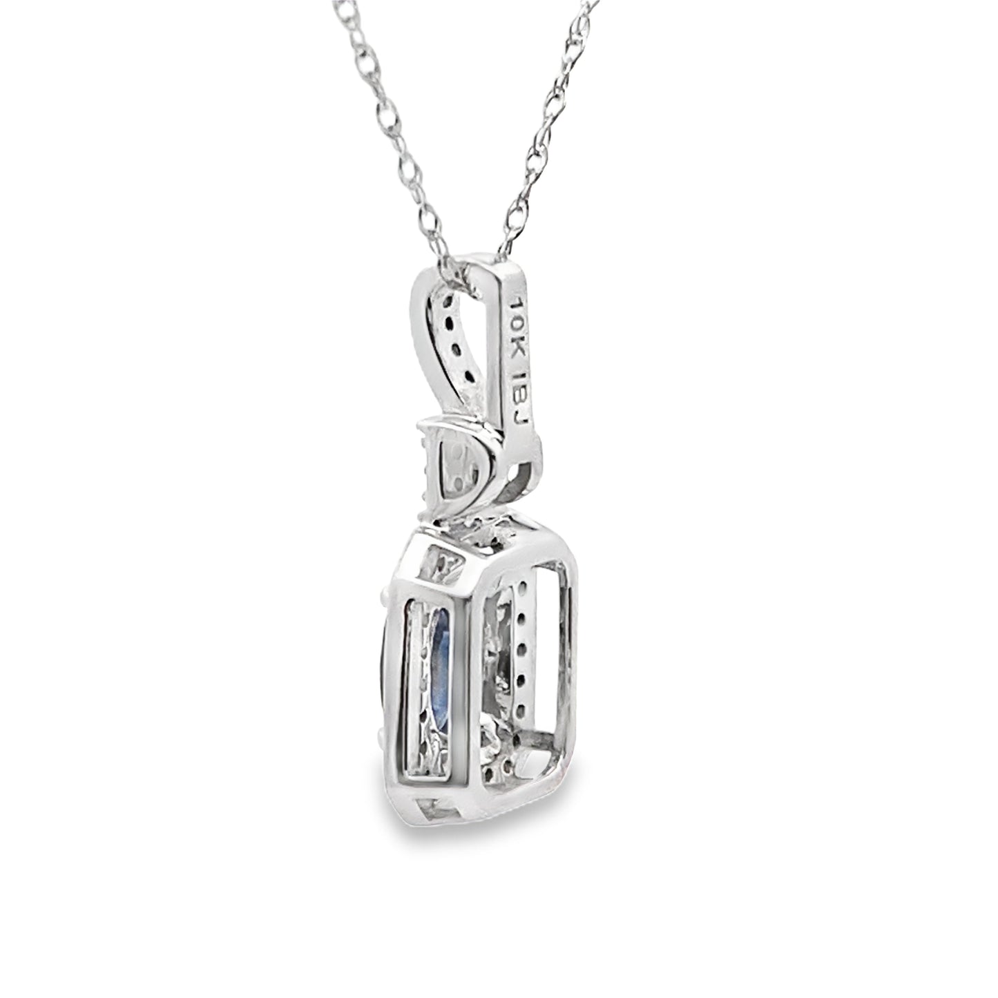 .66ct Pendentif en Saphir et Diamant en Or Blanc 10KT