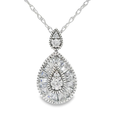 Pendentif de mode en diamant véritable de 0,32 ct en or blanc 14KT