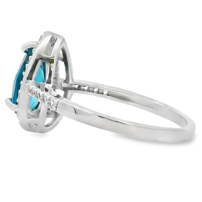 London Blue Topaz & Created Sapphire Ring in Sterling Silver