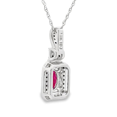 .66ct Pendentif en Rubis et Diamants en Or Blanc 10KT
