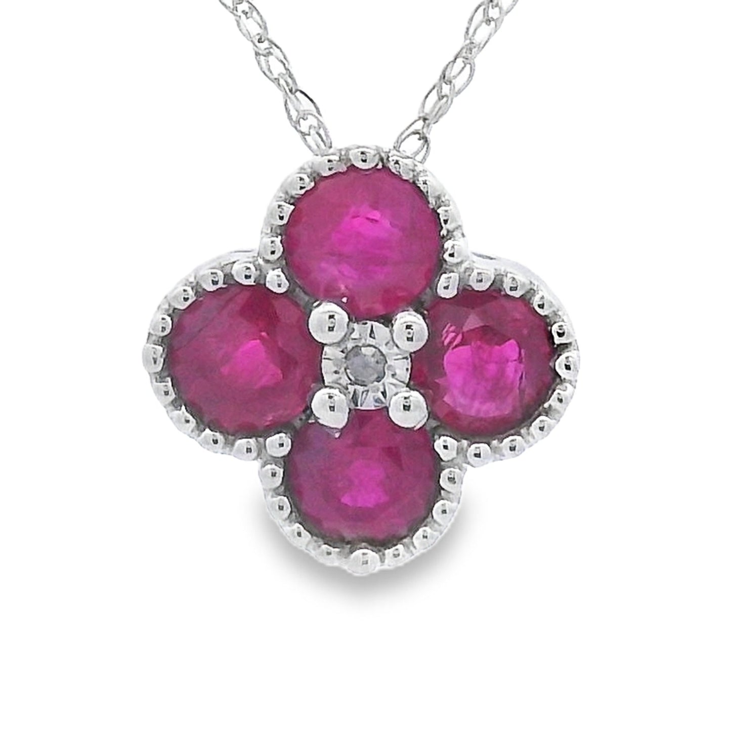 .77ct Pendentif en Rubis et Diamant en Or Blanc 14KT