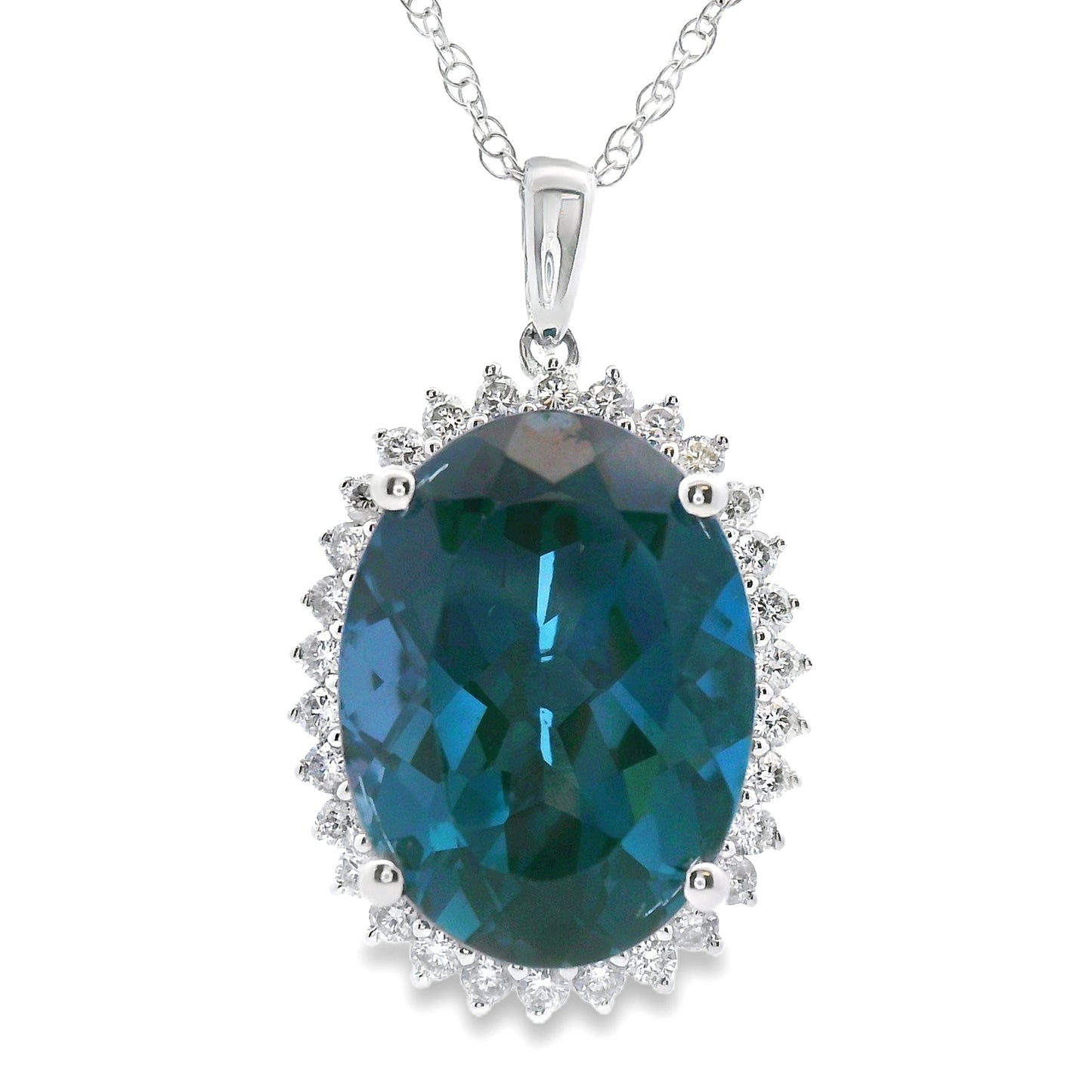 Colgante de Topacio Azul de Londres en Oro Blanco de 14KT