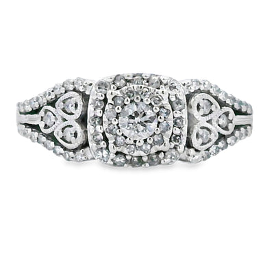 Bague en diamant véritable de 0,50 ct en or blanc 10KT