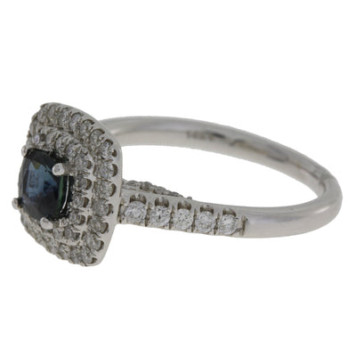 Bague en Saphir et Diamant Naturel de 1,22 ct en Or Blanc 14KT