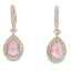 Pendientes Colgantes de Diamante de Cuarzo Rosa en Oro Amarillo de 10KT