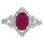 Bague en Rubis Naturel de 1,26 ct avec Diamants en Or Blanc 14KT