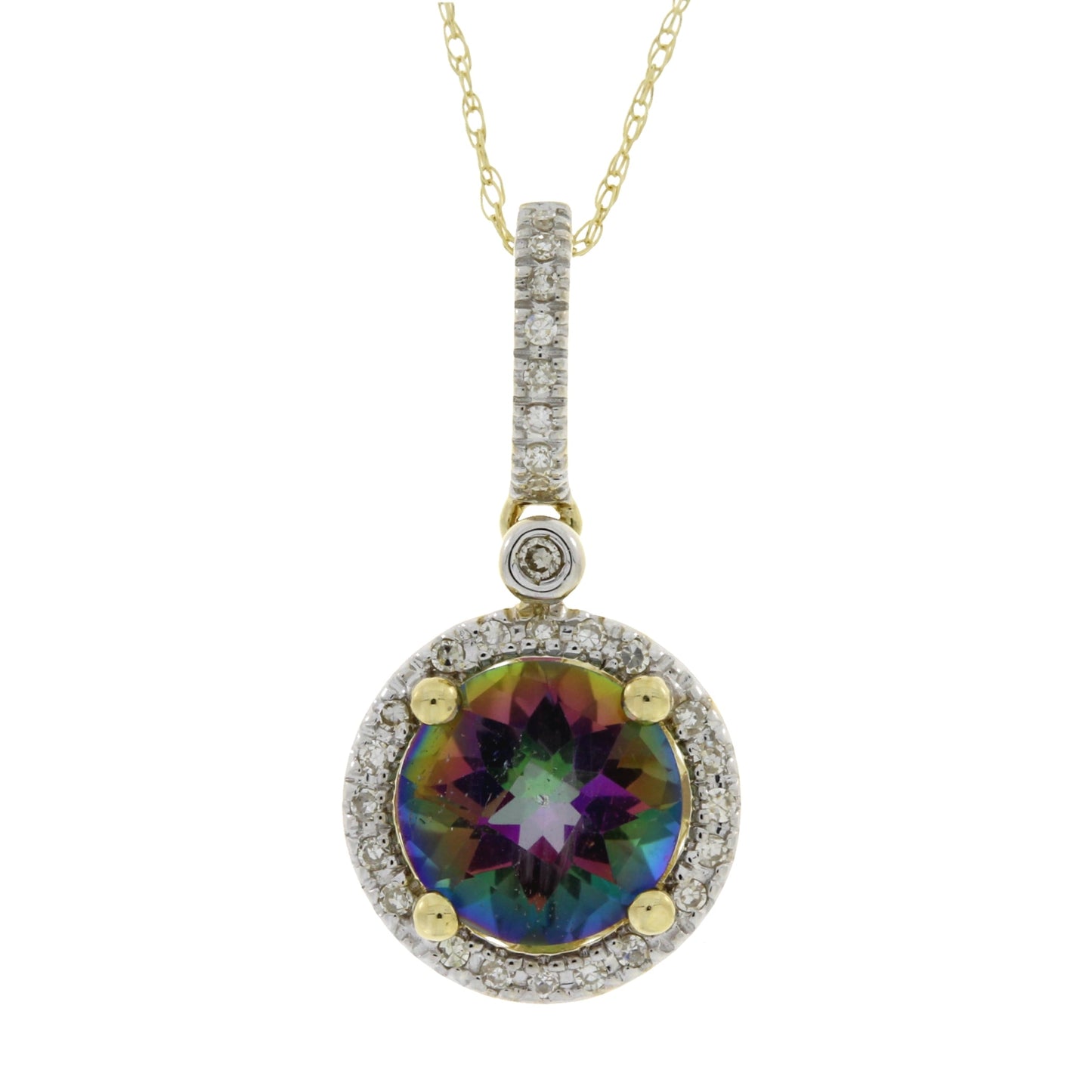 Mystic Fire Topaz Pendant in 14KT Yellow Gold