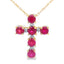 Colgante de Cruz de Rubí y Diamante en Oro Amarillo de 10KT