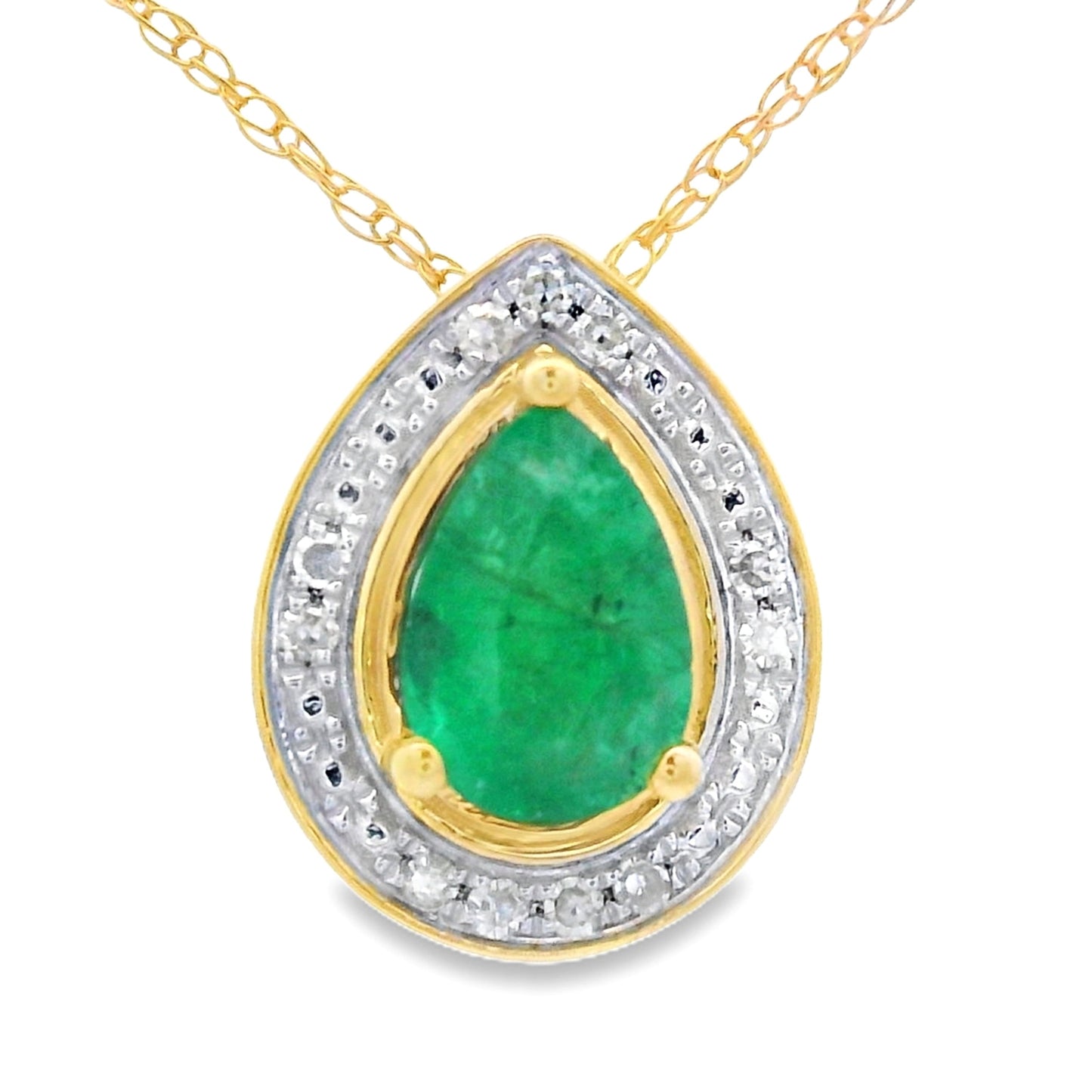 .41ct Emerald and Diamond Pendant in 10KT Yellow Gold