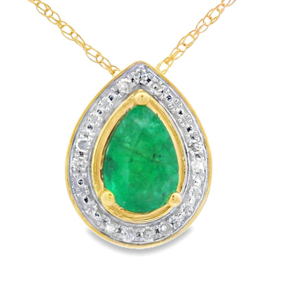 .41ct Emerald and Diamond Pendant in 10KT Yellow Gold