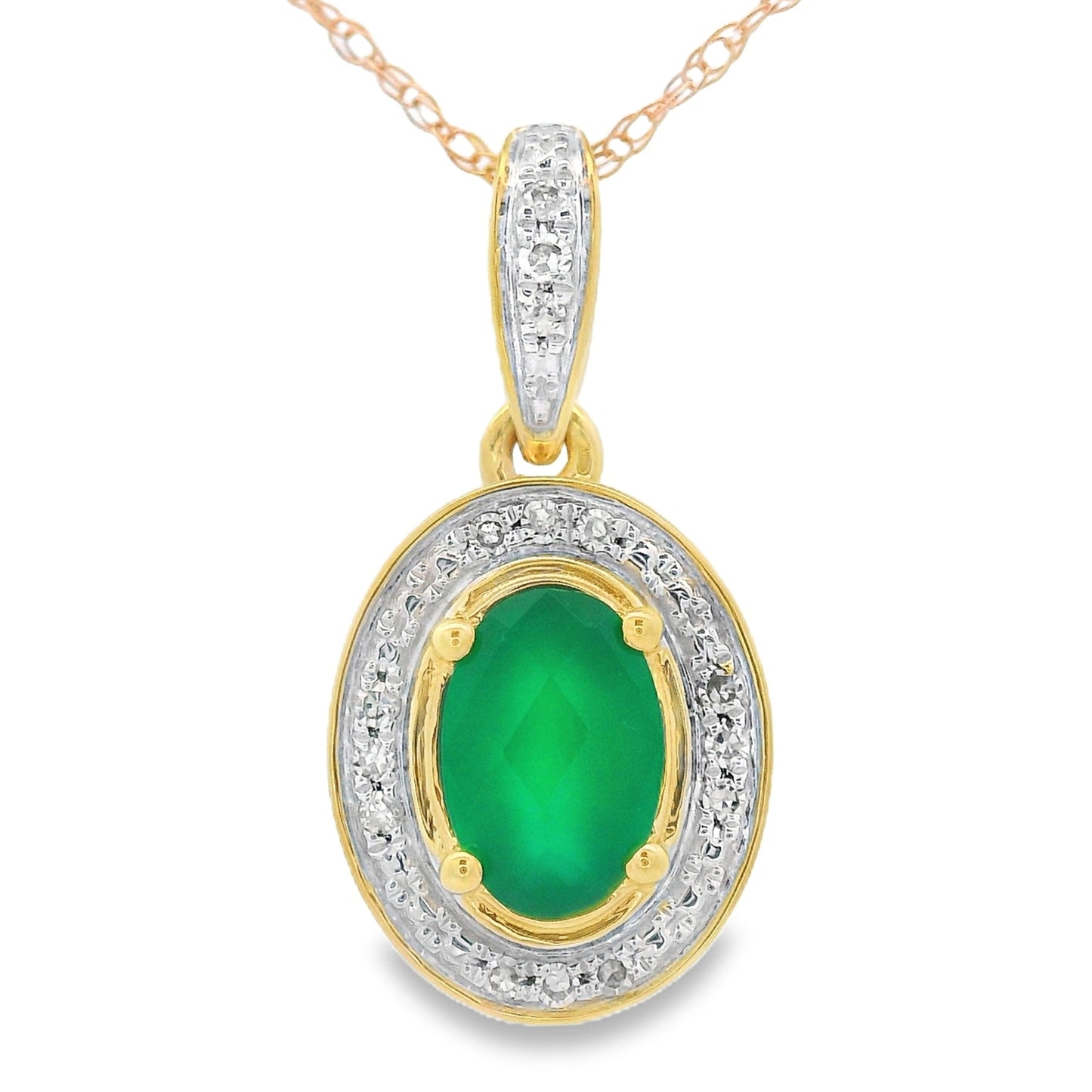 Colgante de Moda de Diamante de Calcedonia en Oro Amarillo de 10KT