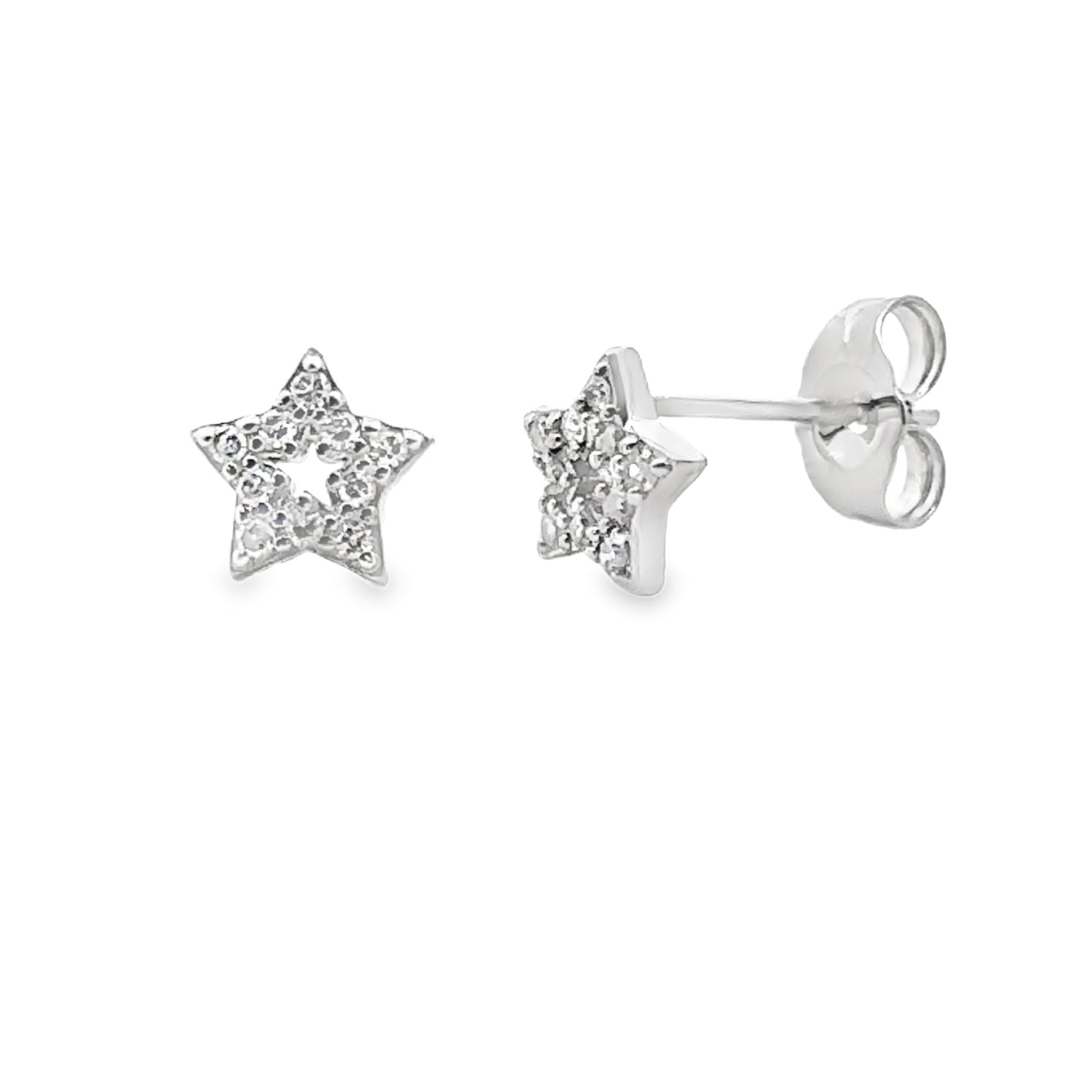 Boucles d'oreilles en diamant naturel de 0,05 ct en or blanc 14KT