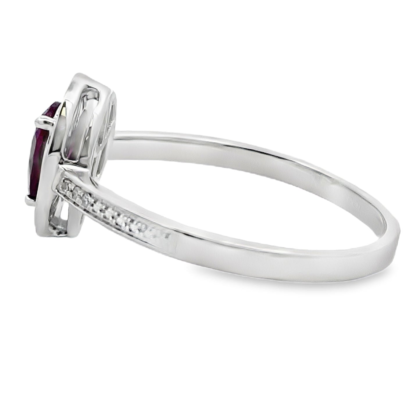 Bague en diamant de grenat naturel de 0,56 ct en or blanc 10KT