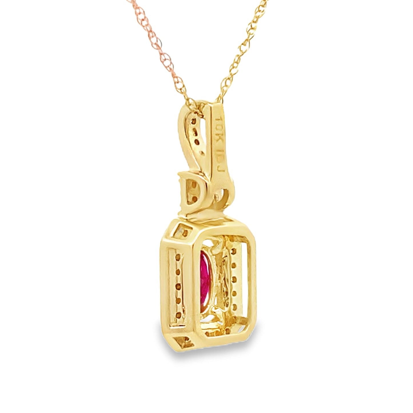 .66ct Pendentif en Rubis et Diamant en Or Jaune 10KT