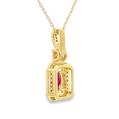 .66ct Pendentif en Rubis et Diamant en Or Jaune 10KT