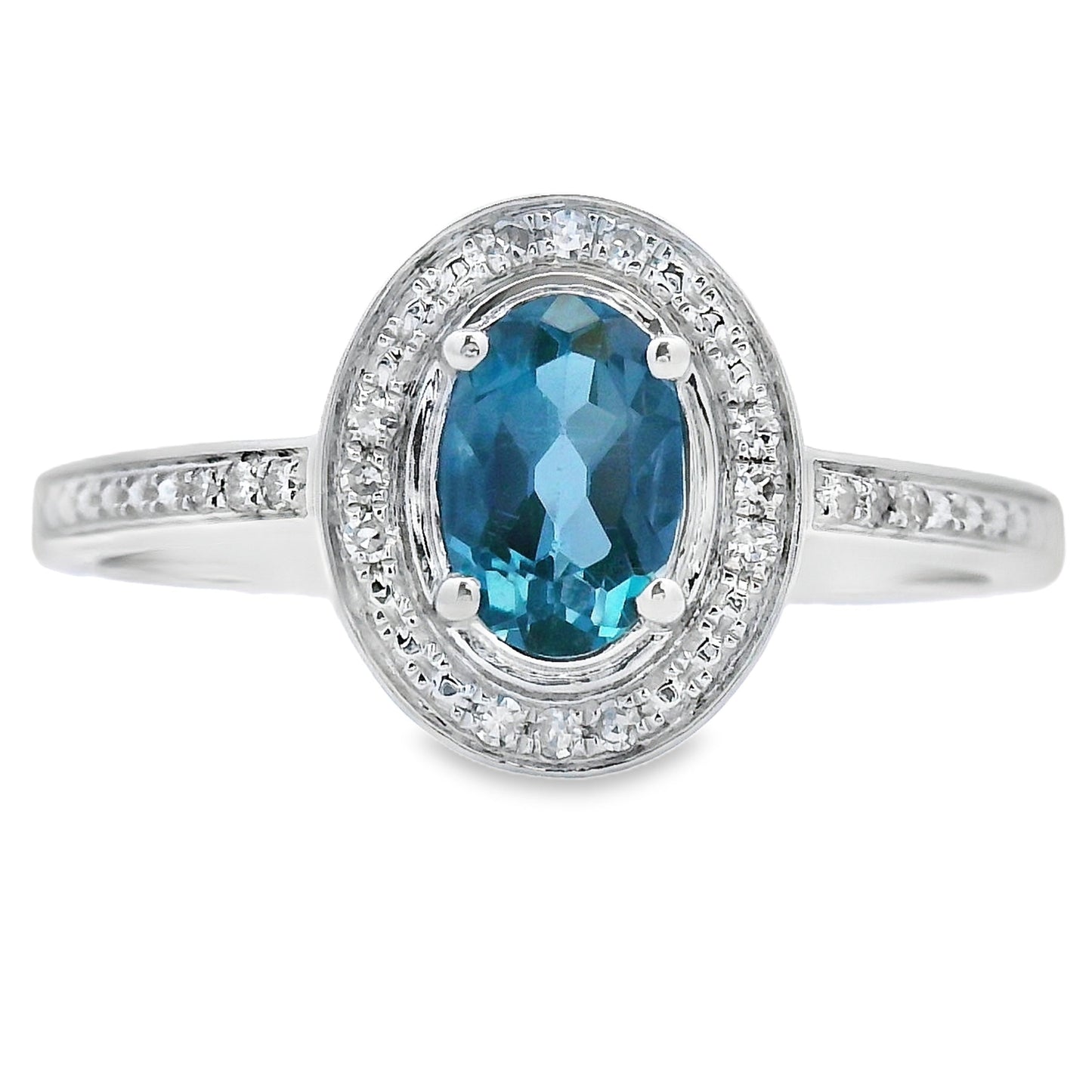 .63ct London Blue Topaz & Diamond Ring in 10KT White Gold
