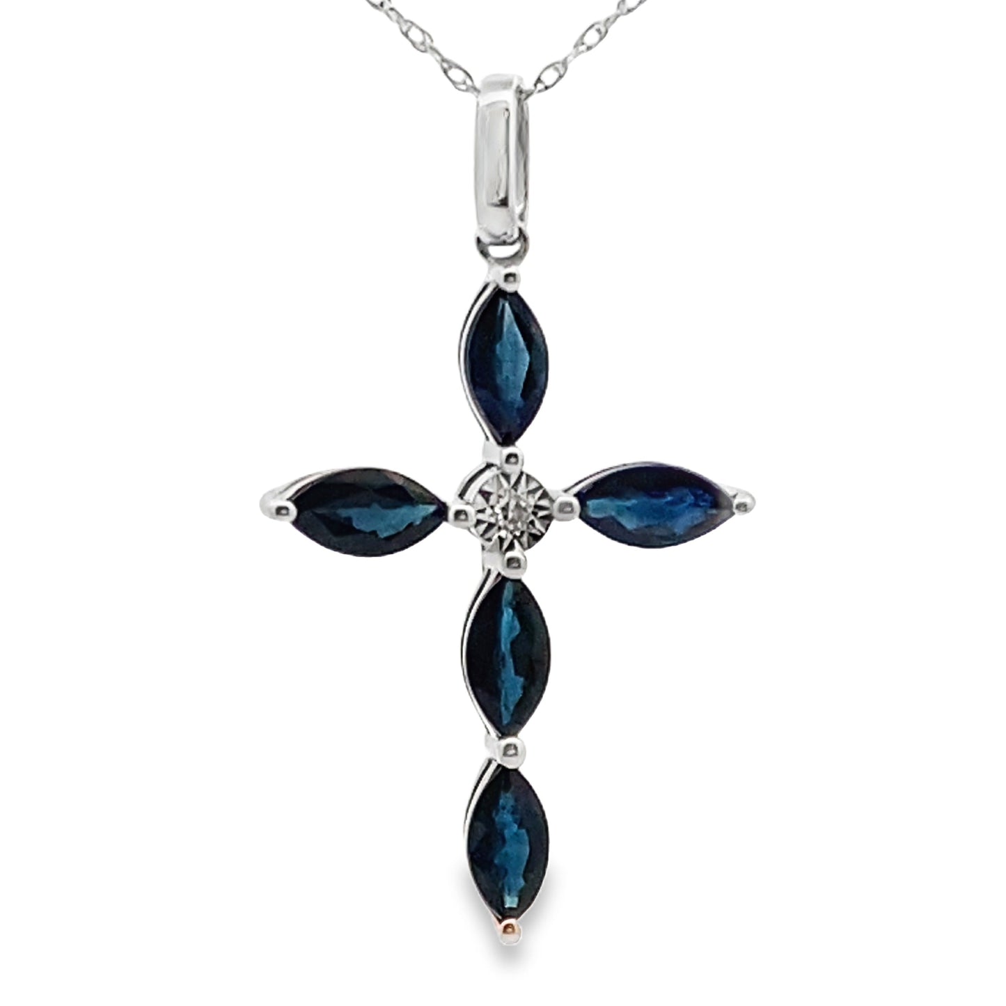 1.73ct Sapphire Cross Pendant in 10KT White Gold