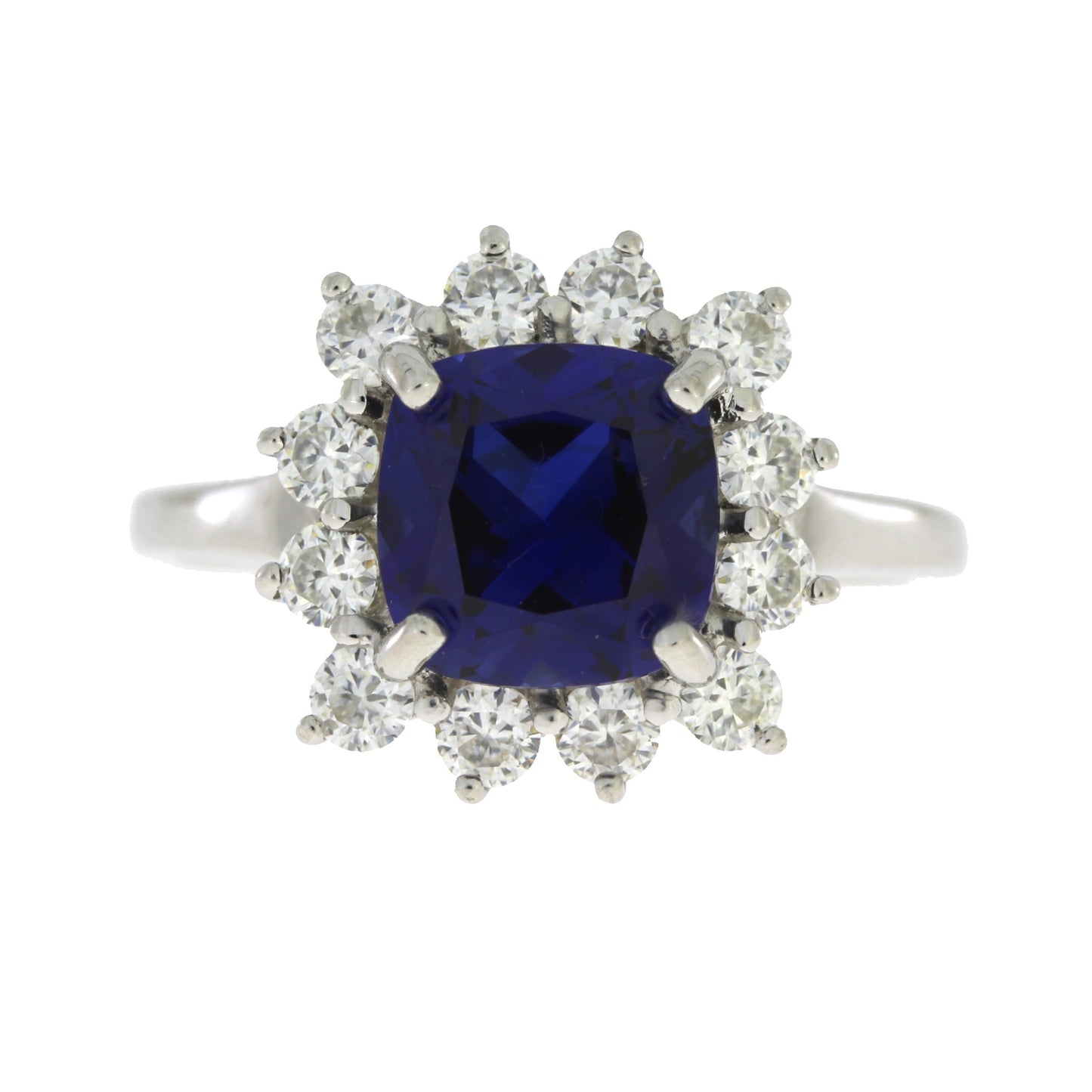 Anillo de Moissanita de Zafiro Creado en Plata Esterlina