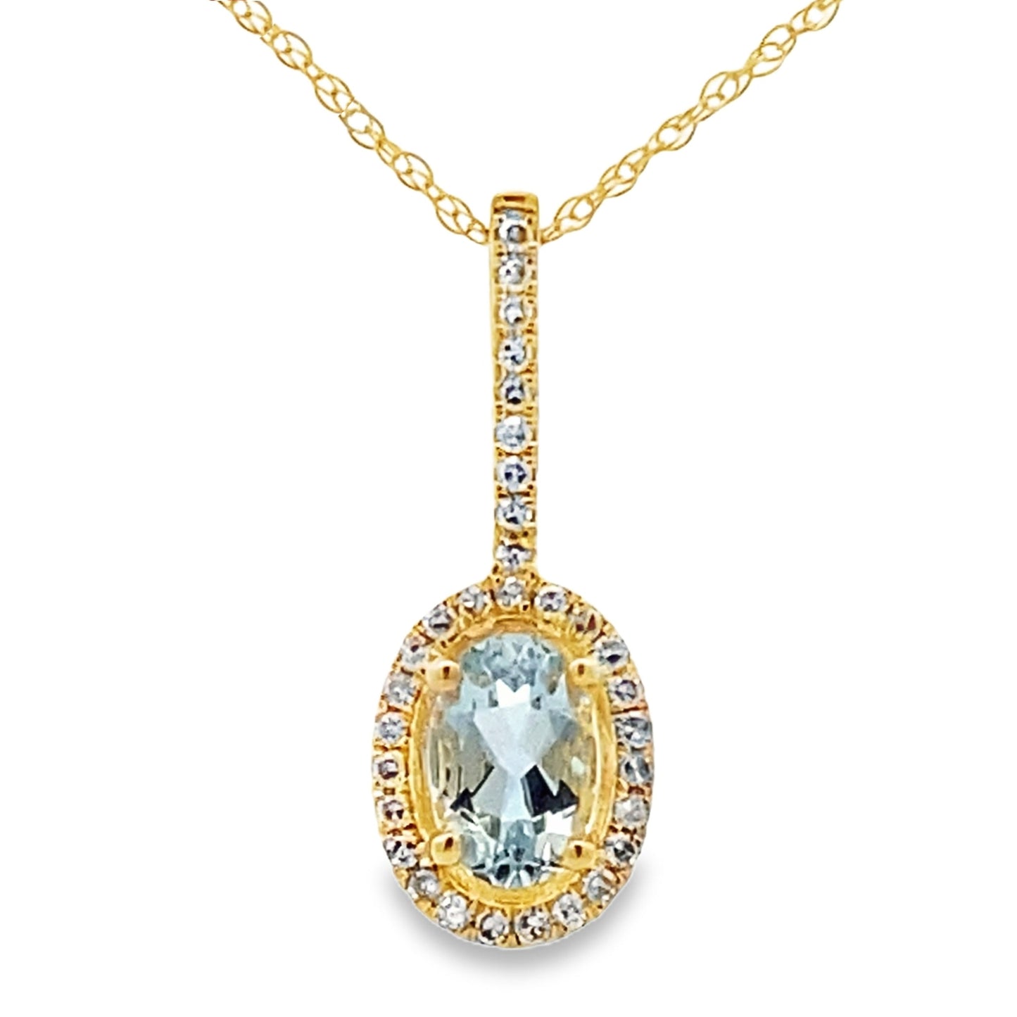 Pendentif en diamant aquamarine en or jaune 10KT