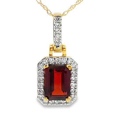 Pendentif en Grenat et Diamant de 1,31 ct en Or Jaune 10KT
