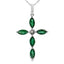 Emerald Diamond Cross Pendant in 10KT White Gold