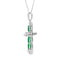 Colgante de Cruz de Diamante Esmeralda en Oro Blanco de 10KT