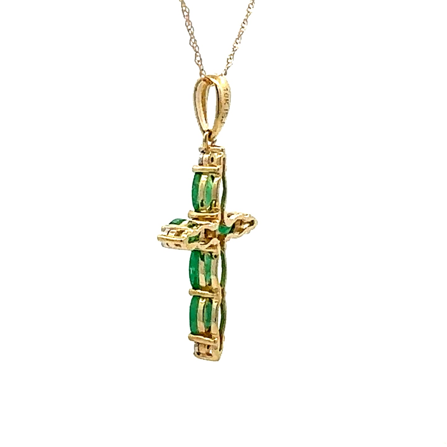 .65ct Emerald Cross Pendant in 10KT Yellow Gold