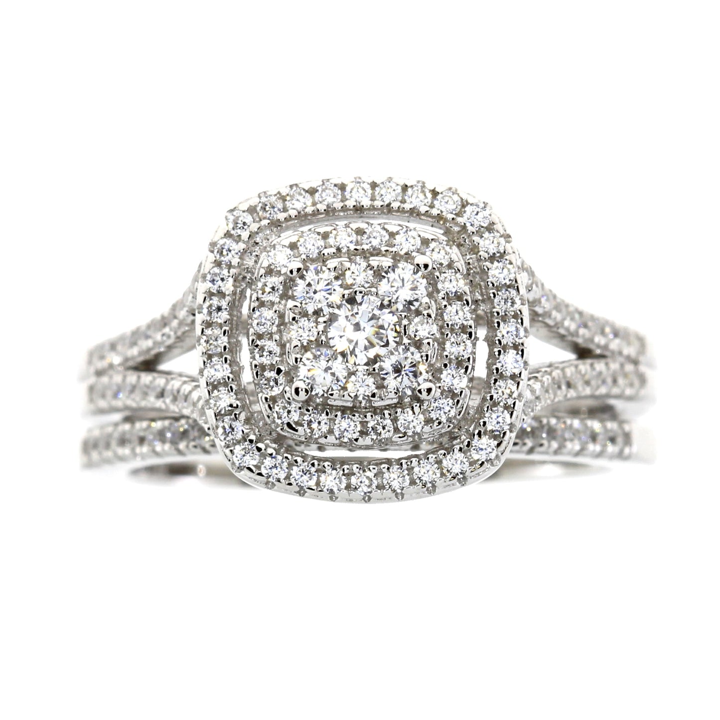 Genuine Cubic Zirconium CZ Sterling Silver Engagement Ring