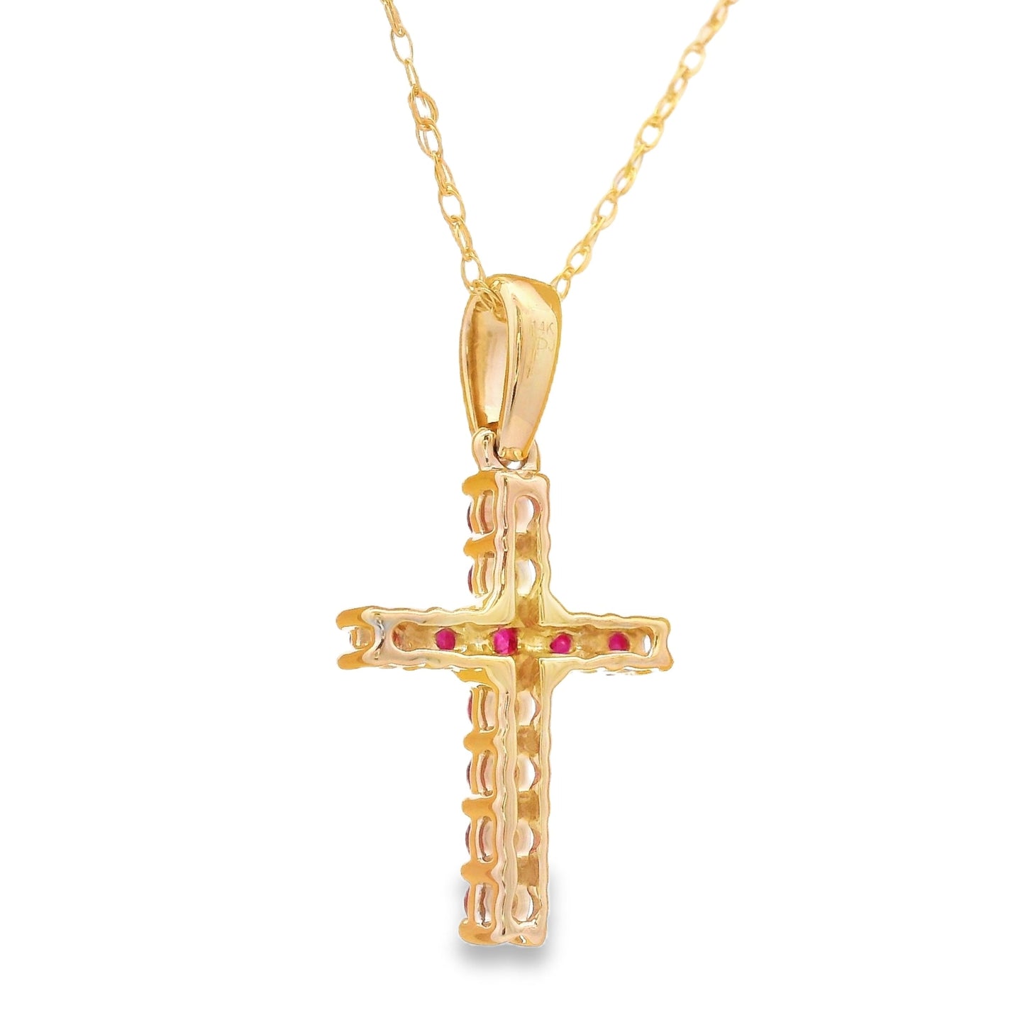 .29ct Ruby Cross Pendant in 14KT Yellow Gold