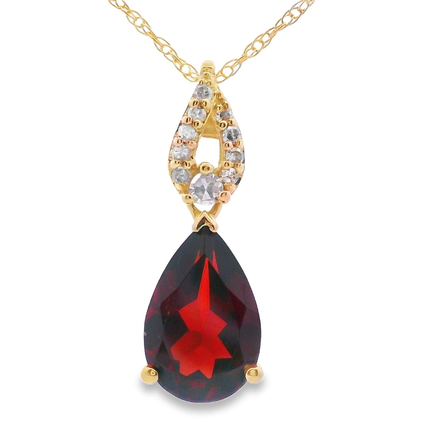 Colgante de Granate y Diamante de 1.38ct en Oro Amarillo de 10KT