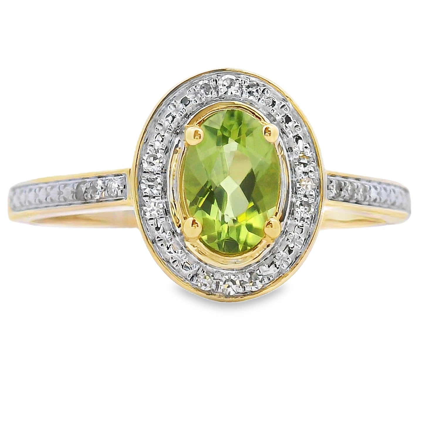Bague en péridot et diamant de .55ct en or jaune 10KT