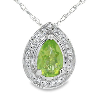 .47ct Peridot and Diamond Pendant in 10KT White Gold