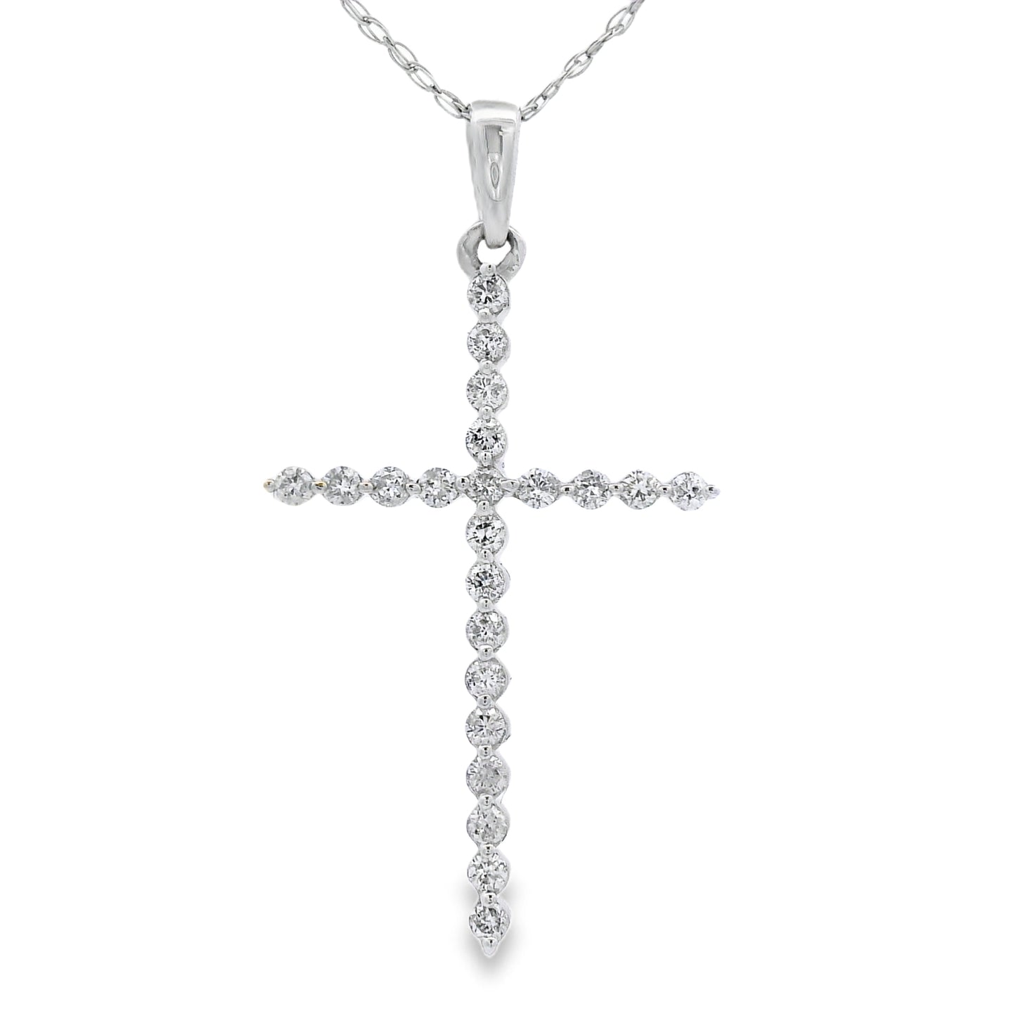 Pendentif croix en diamant de 0,21 ct en or blanc 14KT