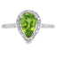Genuine 1.10ct Peridot Diamond Ring in 14KT White Gold