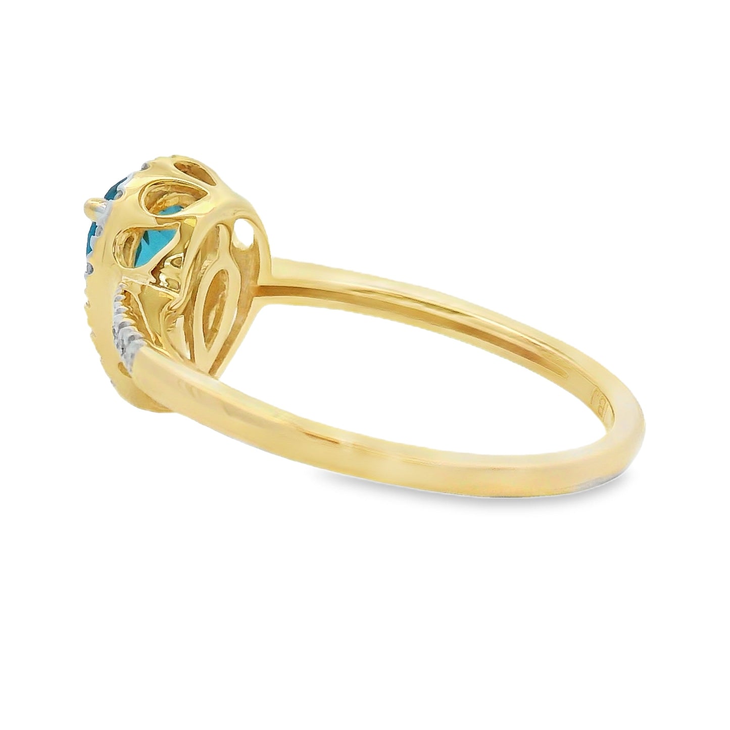 Anillo de Diamante de Topacio Azul Londres de 1.13ct en Oro Amarillo de 14KT