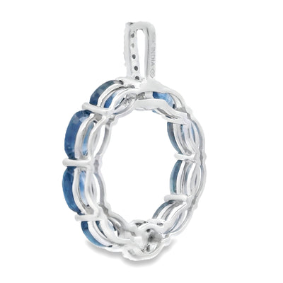 Pendentif de mode en diamant saphir en or blanc 14KT