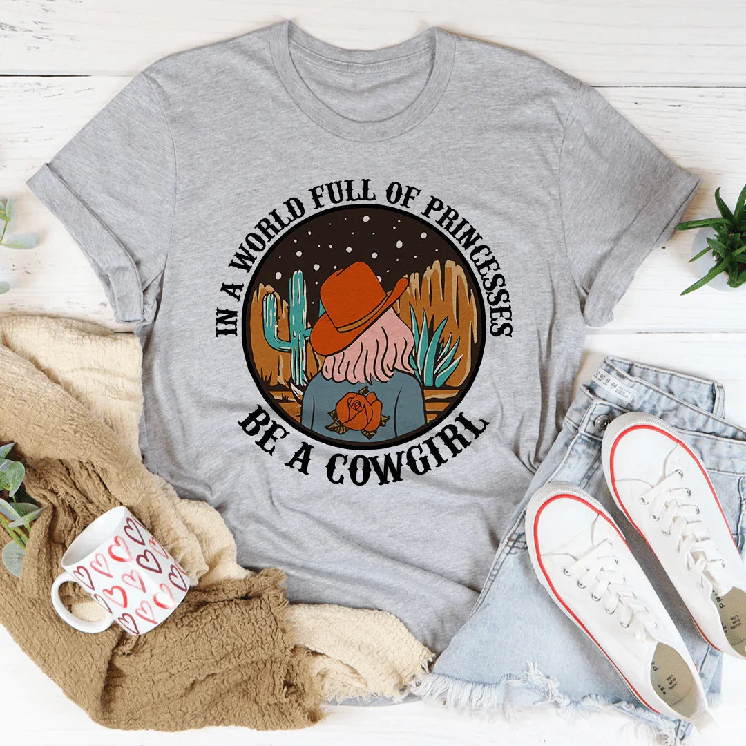In A World Full Of Princesses Be A Cowgirl Tee - Korvel