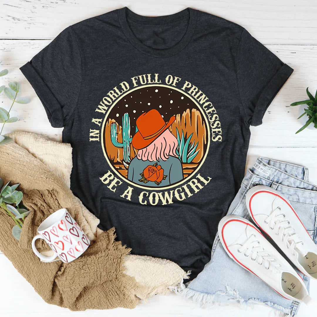 In A World Full Of Princesses Be A Cowgirl Tee - Korvel