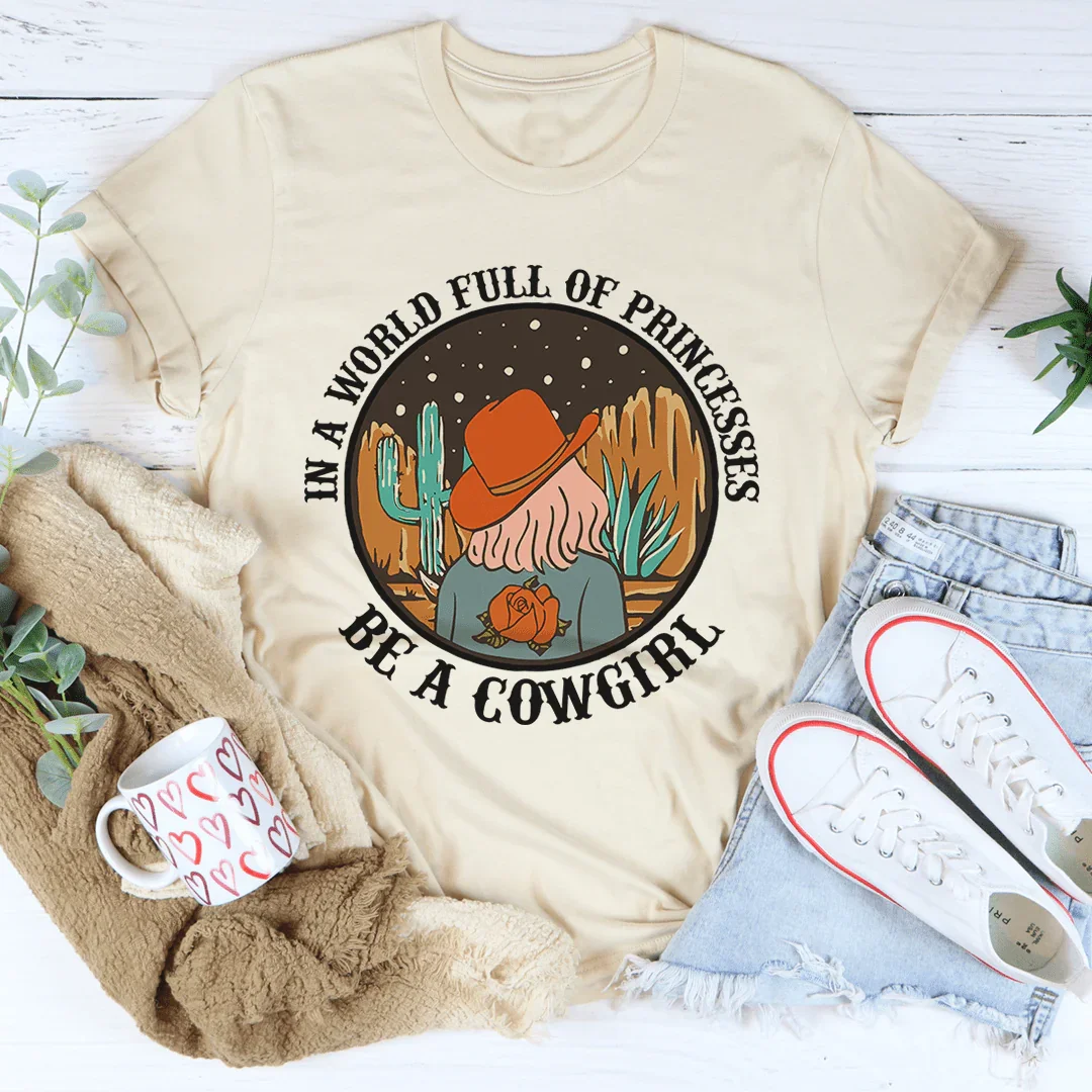 In A World Full Of Princesses Be A Cowgirl Tee - Korvel