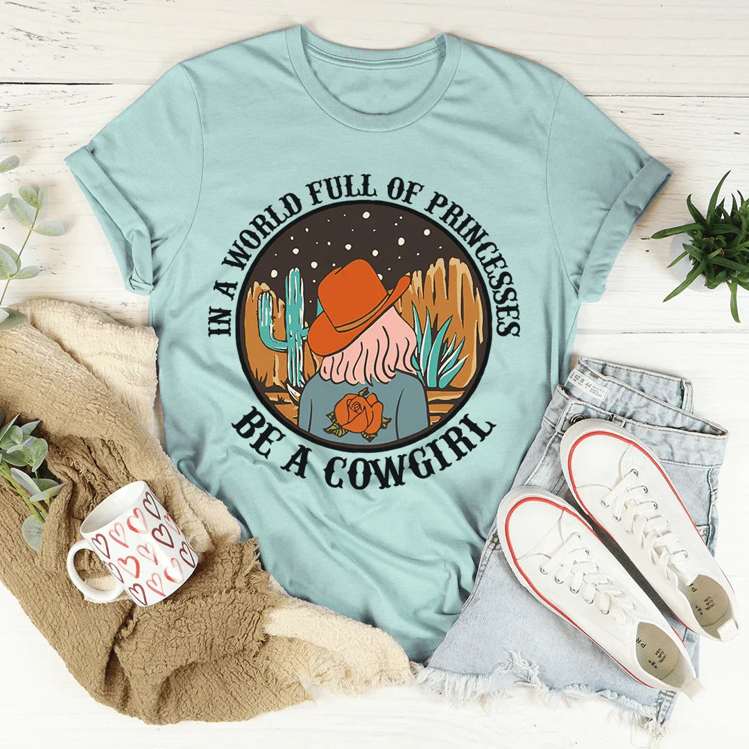 In A World Full Of Princesses Be A Cowgirl Tee - Korvel