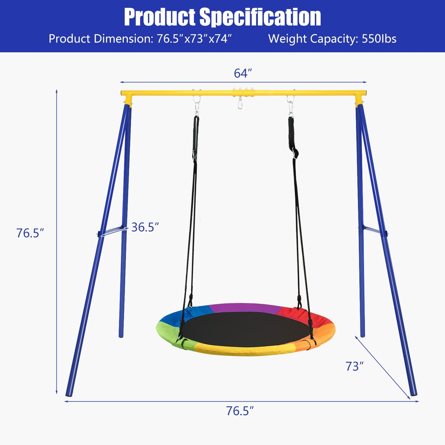 Support de balançoire en acier A-frame extra large et robuste