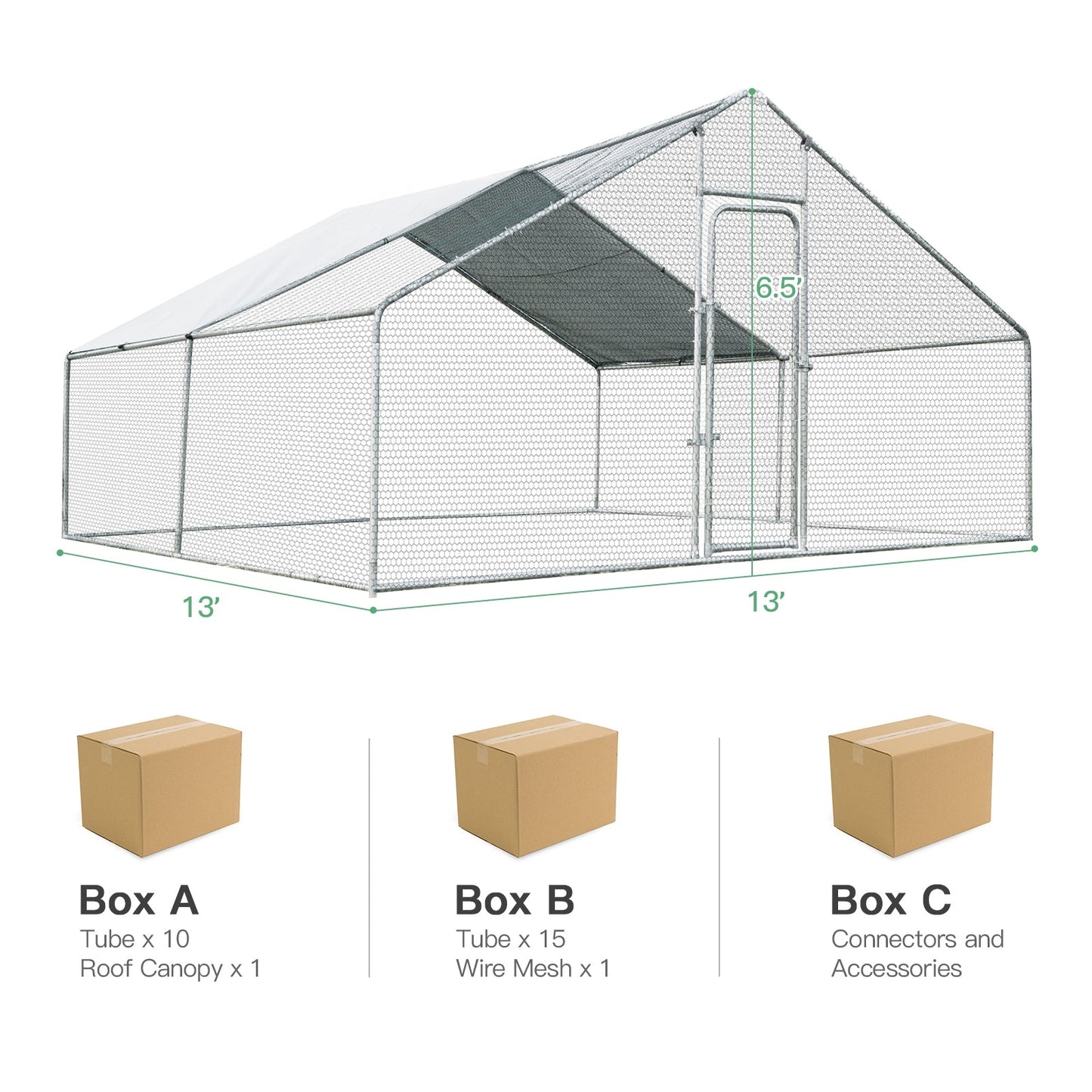 Premium 13 x 13 Feet Walk-in Chicken Coop with Waterproof Cover