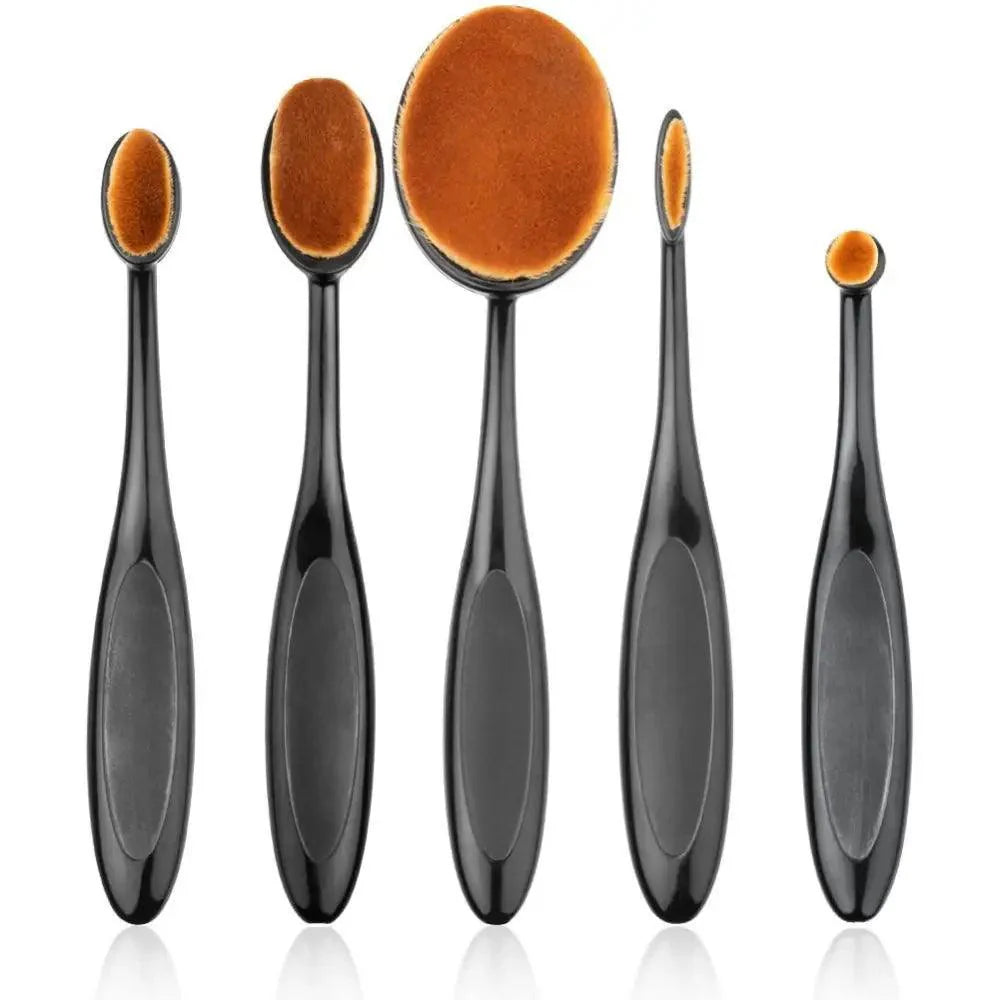 Luxury 5-Piece Oval Makeup Brush Set - Portable Blending Tools for Flawless Application - Korvel